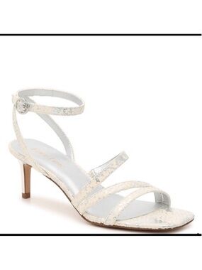 ESSEX LANE MADALIE Metallic Ivory Strappy Kitten Heel Sandal - Women